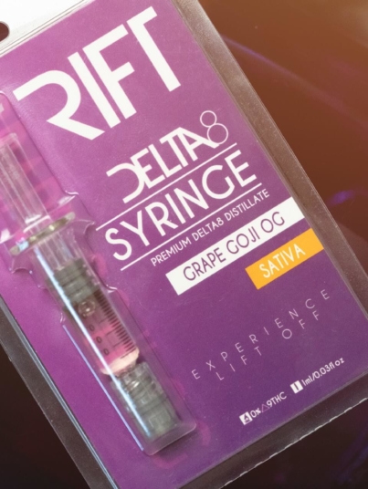 Rift Delta 8 Syringe - Grape Goji OG | One pre-filled 1ml syringe containing hemp derived Delta-8 THC distillate and a rich blend of natural terpenes.