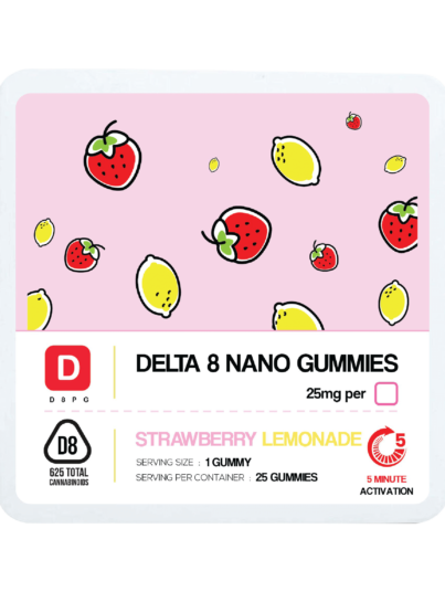 Delta 8 Pharma Grade Nano Gummies 625mg - 25 Count - Strawberry Lemonade