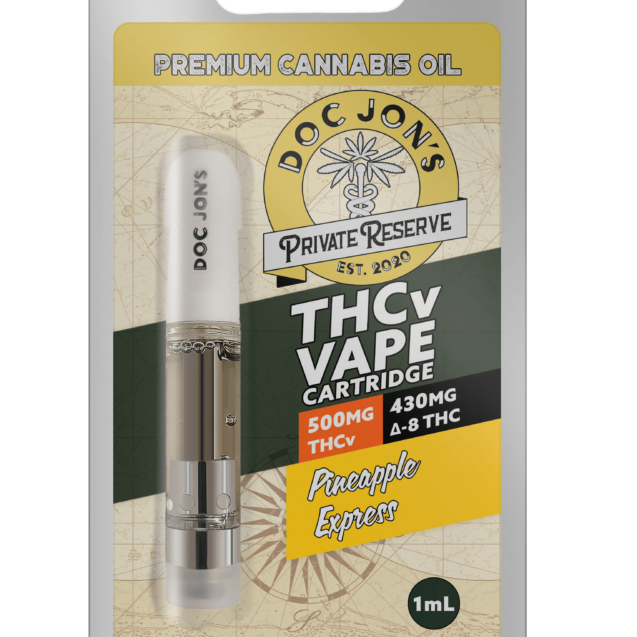 Doc Jon's Private Reserve THC-V + Delta 8 Cartridge Pineapple Express 500mg