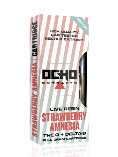 Ocho Extracts Strawberry Amnesia THC-O + Delta 8 THC Live Resin Cartridge