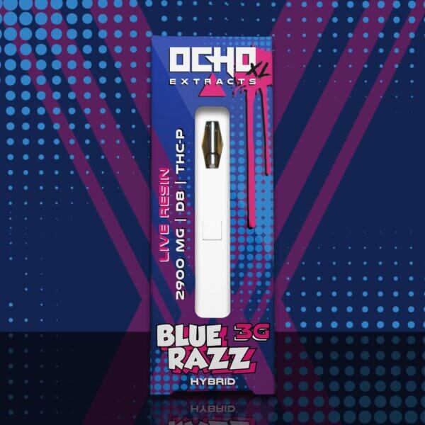Ocho Extracts 3g Live Resin THC-P + Delta 8 THC Disposable Blue Razz (Hybrid)
