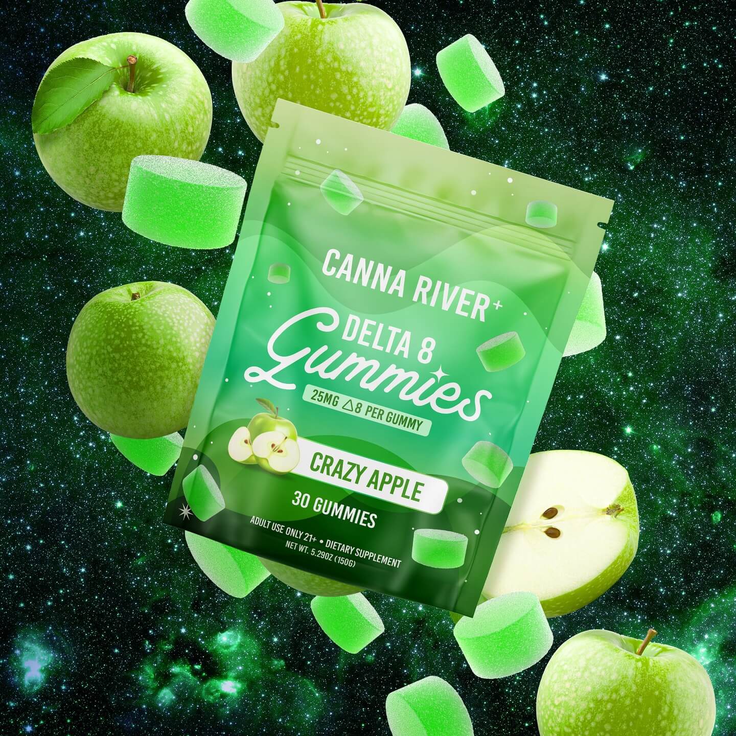 Canna River Delta 8 THC Gummies Crazy Apple 