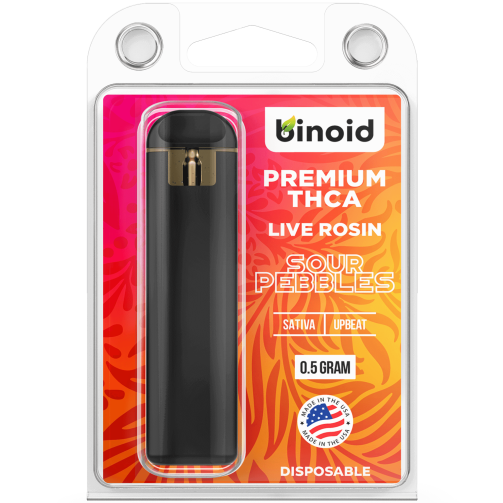 Binoid THCA Live Rosin Disposable .5g Sour Pebbles (Sativa - Upbeat)