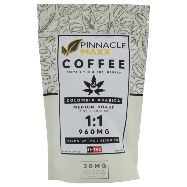 Pinnacle Maxx 1:1 Delta 9 THC + CBD Coffee