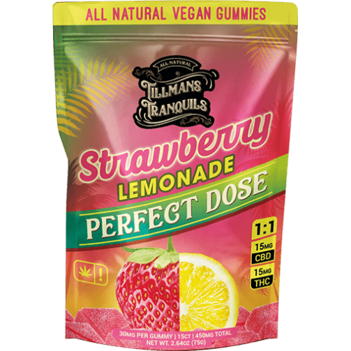 Tillman's Tranquils Lemonade CBD + Delta 9 THC Gummies 450mg Strawberry