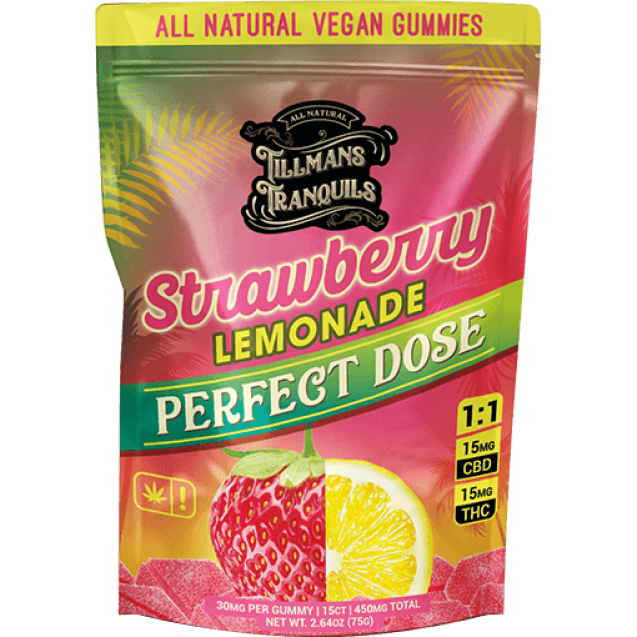 Tillman's Tranquils Lemonade CBD + Delta 9 THC Gummies 450mg Strawberry