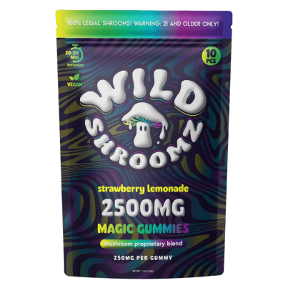 Wild Shroomz Mushroom Delta 9 THC Gummies Strawberry Lemonade 10 Pack Bag