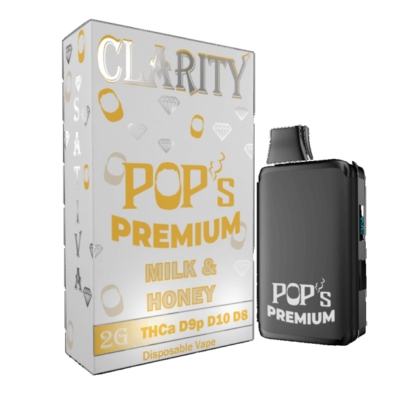 Pop's Premium Clarity Series 2 Gram Disposable THCA+D9P+D10+D8 Milk & Honey (Sativa)