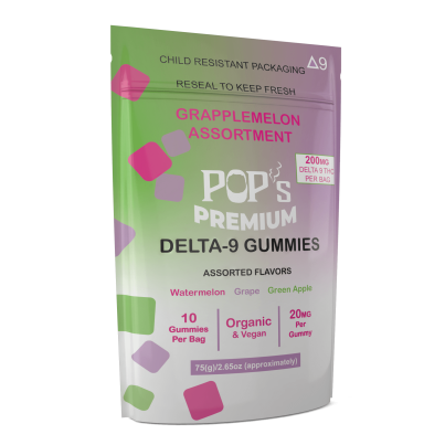 Pop's Premium Grapplemelon Assortment Delta 9 THC Gummies 200mg Bag