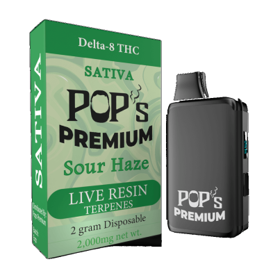 Pop's Premium Delta 8 THC Live Resin 2g Disposable Sour Haze (Sativa) Single