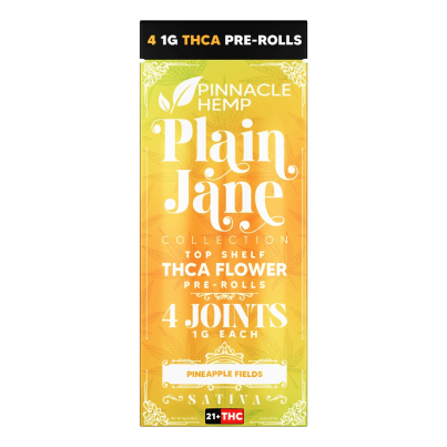 Pinnacle Hemp Plain Jane THCA Pre-Rolls 4 Pack Pineapple Fields - Sativa