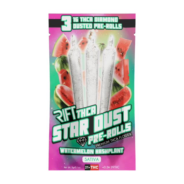 RIFT Star Dust THCA Pre Rolls 3 Pack Watermelon Hashplant - Sativa