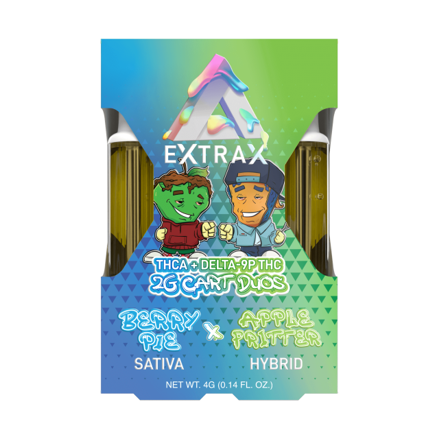 Delta Extrax THCA Adios Blend 2g Cartridge Duo Berry Pie (Sativa) + Apple Fritter (Hybrid)