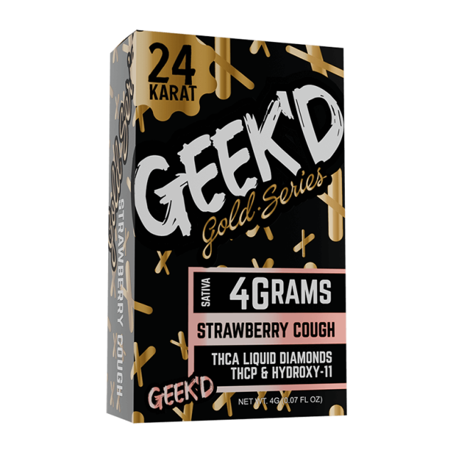 Geek'd Extracts 24k Gold Series THCA Liquid Diamonds Disposable 4g Strawberry Cough (Sativa)