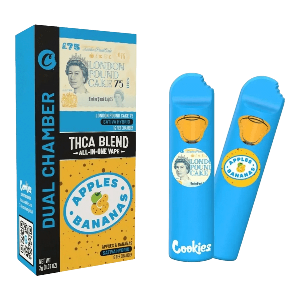 Cookies Dual Chamber THCA Vape 2g 1 Cookies Dual Chamber THCA Vape 2g London Pound Cake & Apple and Bananas